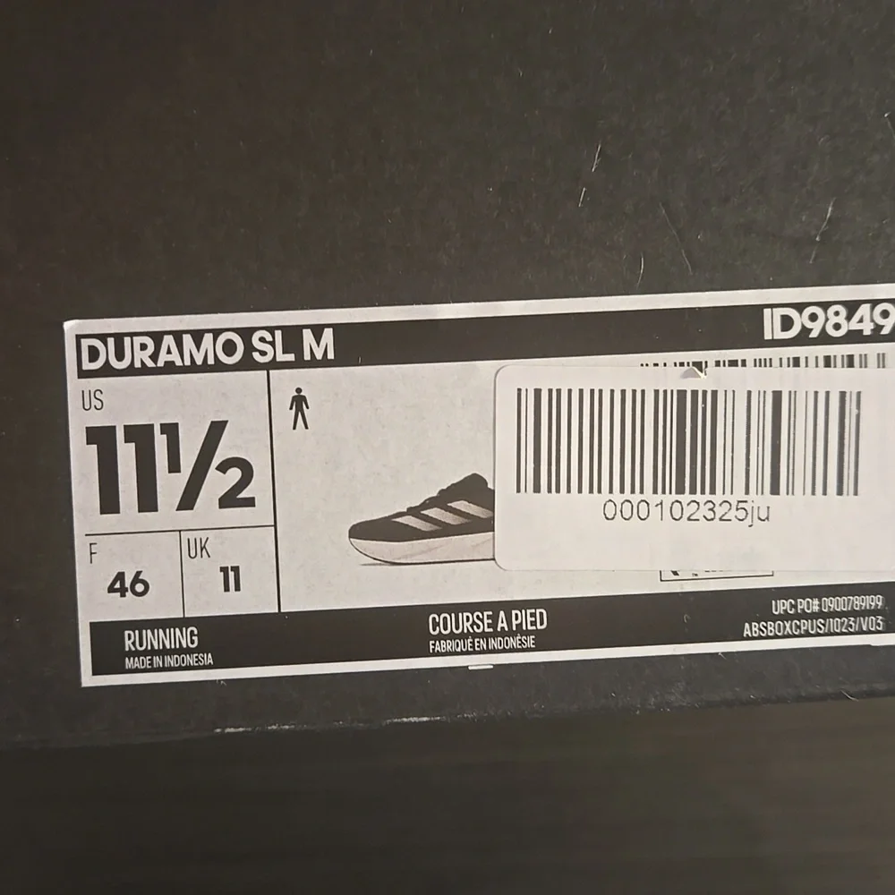 Mens Size 11.5 Adidas Duramo DL Black and White  Running Sneakers ID9849 Nwt